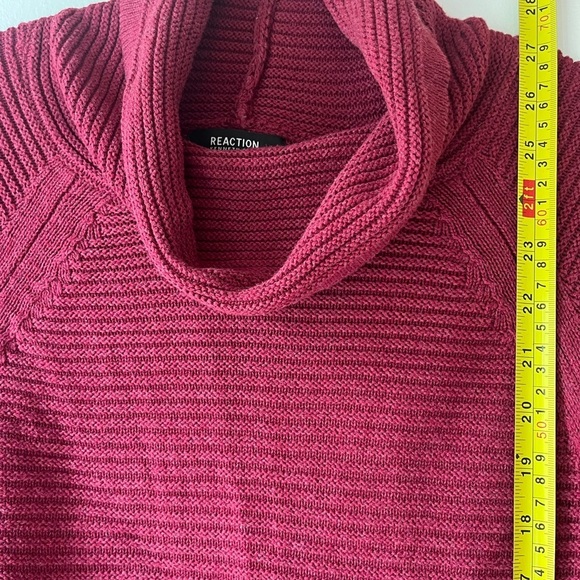 Kenneth Cole Reaction Red Cowl Neck Sweater M | 100% Cotton Cozy Pullover - Picture 5 of 11